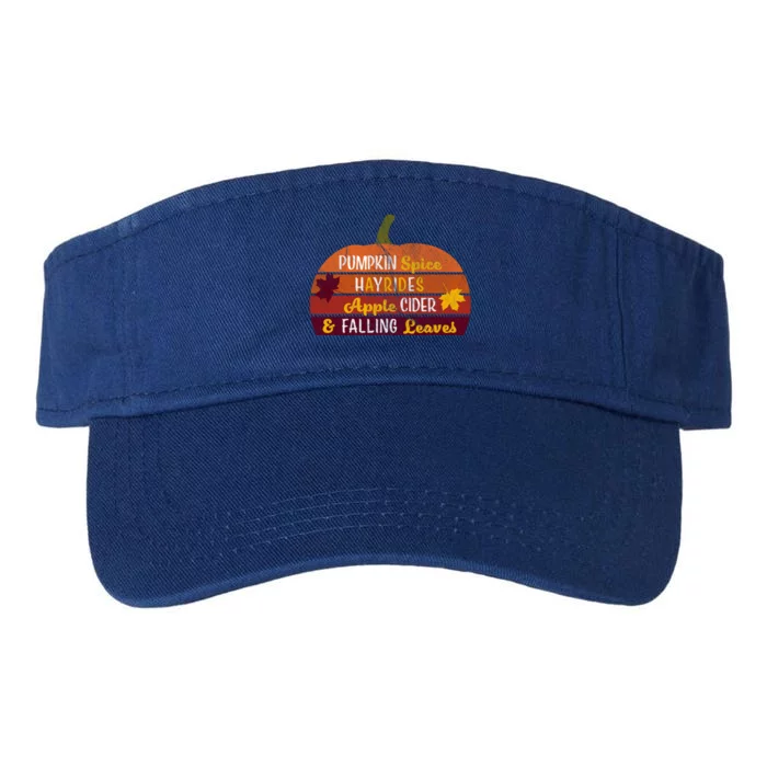 Adorable Pumpkin Spice Hayrides Apple Cider And Falling Leaves Gift Valucap Bio-Washed Visor