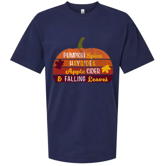 Adorable Pumpkin Spice Hayrides Apple Cider And Falling Leaves Gift Sueded Cloud Jersey T-Shirt