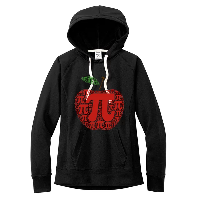 Apple Pi Symbol Pi Day 3/14 Teacher Math Nerd Geek Word Art Meaningful Gift Women's Fleece Hoodie