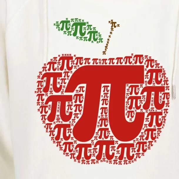 Apple Pi Symbol Pi Day 3/14 Teacher Math Nerd Geek Word Art Meaningful Gift Womens Funnel Neck Pullover Hood