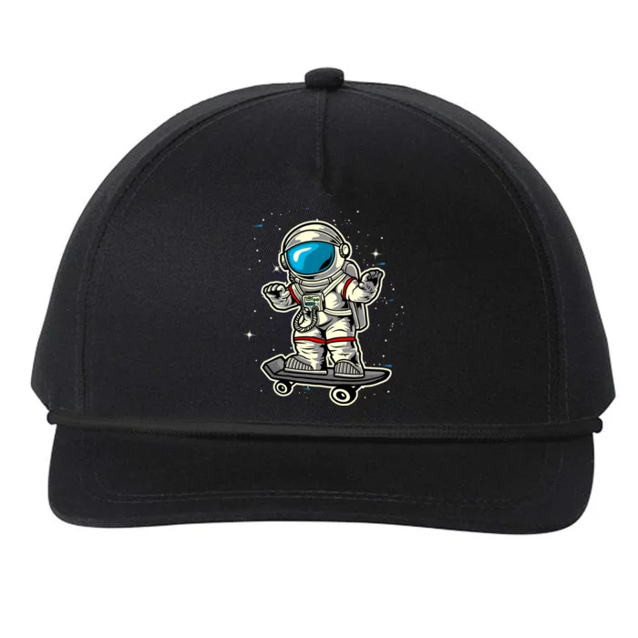 Astronaut Playing Skeatboard In Space Snapback Five-Panel Rope Hat