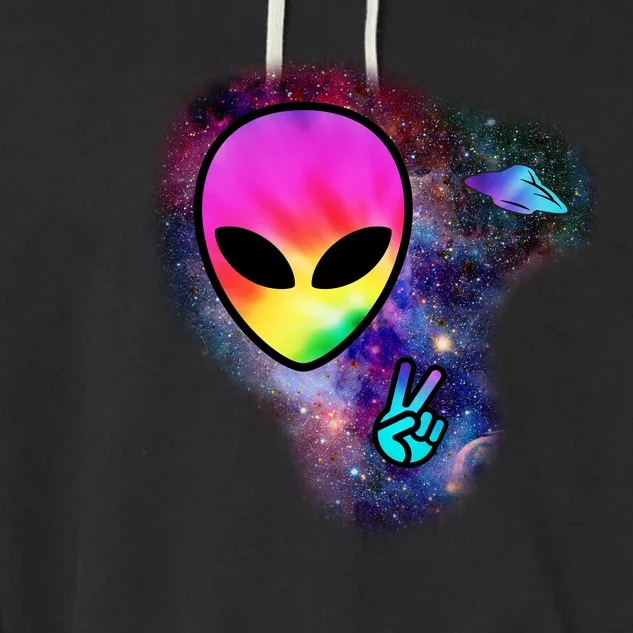 Alien Peace Space Ship Garment-Dyed Fleece Hoodie