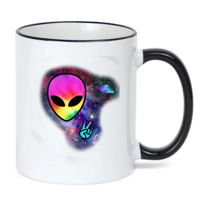 Alien Peace Space Ship Black Color Changing Mug