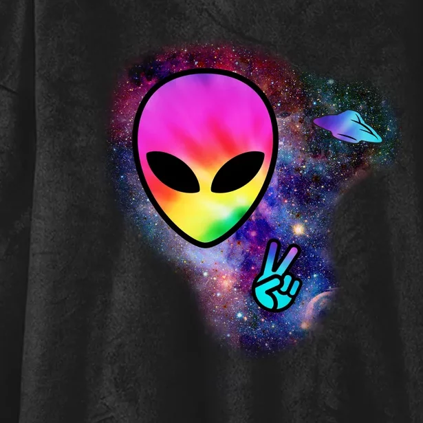 Alien Peace Space Ship Hooded Wearable Blanket