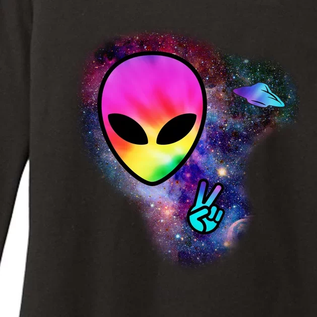 Alien Peace Space Ship Womens CVC Long Sleeve Shirt