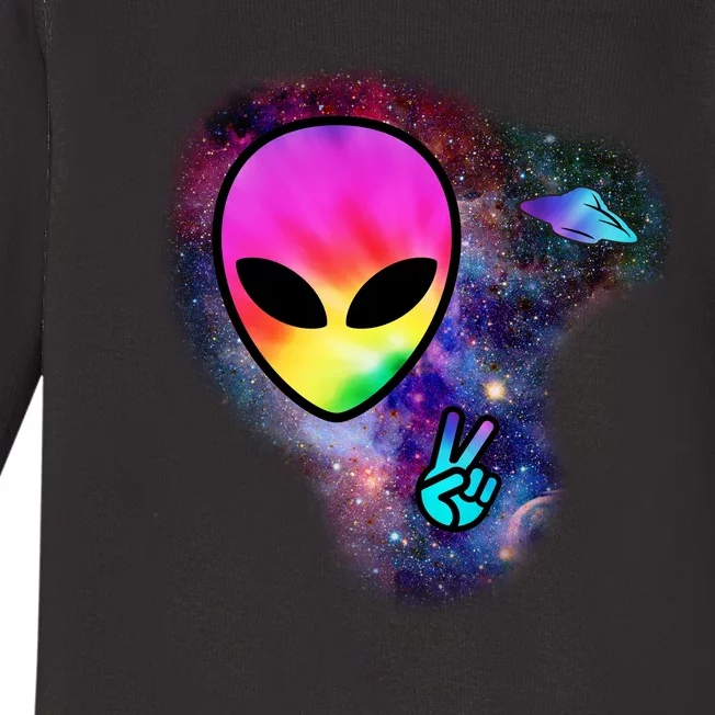 Alien Peace Space Ship Baby Long Sleeve Bodysuit