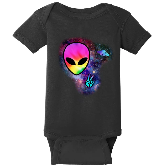 Alien Peace Space Ship Baby Bodysuit