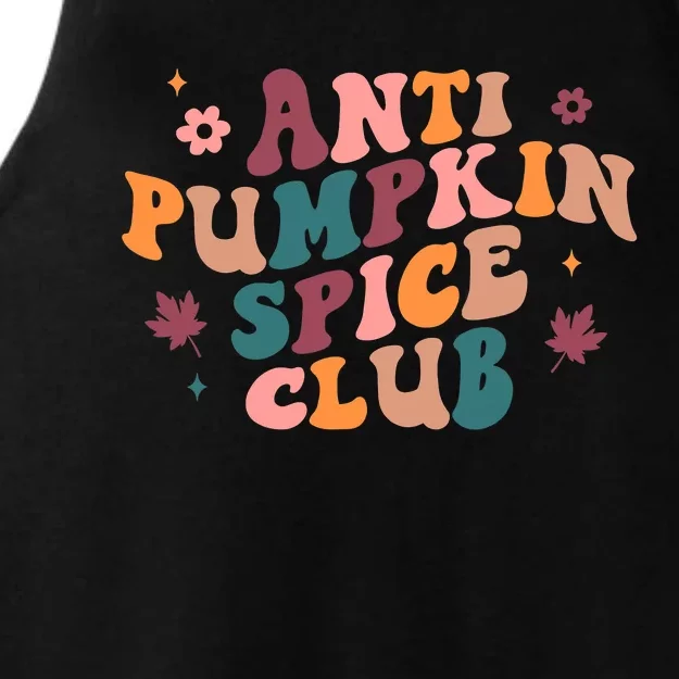 Anti pumpkin spice club retro groovy Thanksgiving fall Ladies Tri-Blend Wicking Tank