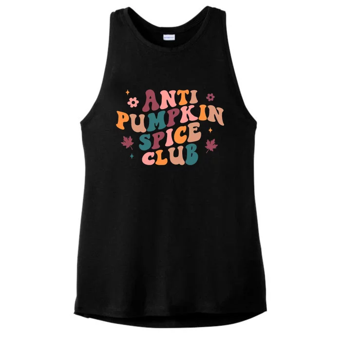 Anti pumpkin spice club retro groovy Thanksgiving fall Ladies Tri-Blend Wicking Tank