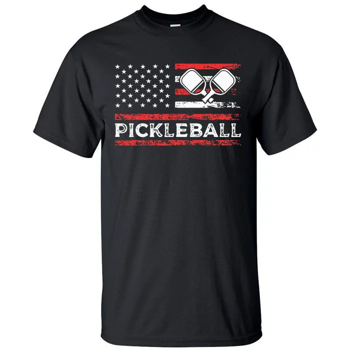 American Paddle Sports Flag Athletic Player Pickleball Tall T-Shirt