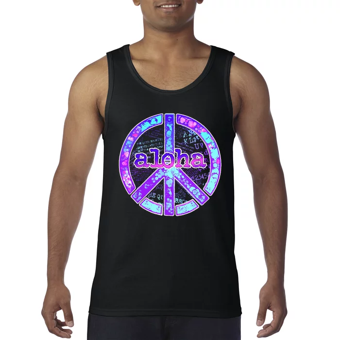 Aloha Peace Sign Purple Pink & Blue Design Tank Top