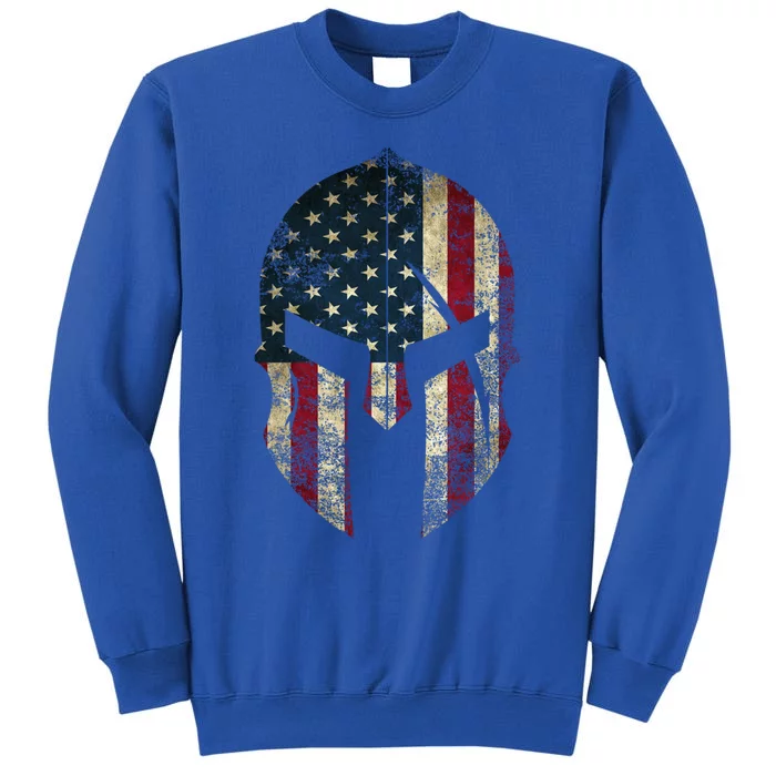 American Pride Spartan Helmet Usa Flag Gift Tall Sweatshirt