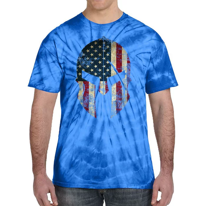 American Pride Spartan Helmet Usa Flag Gift Tie-Dye T-Shirt