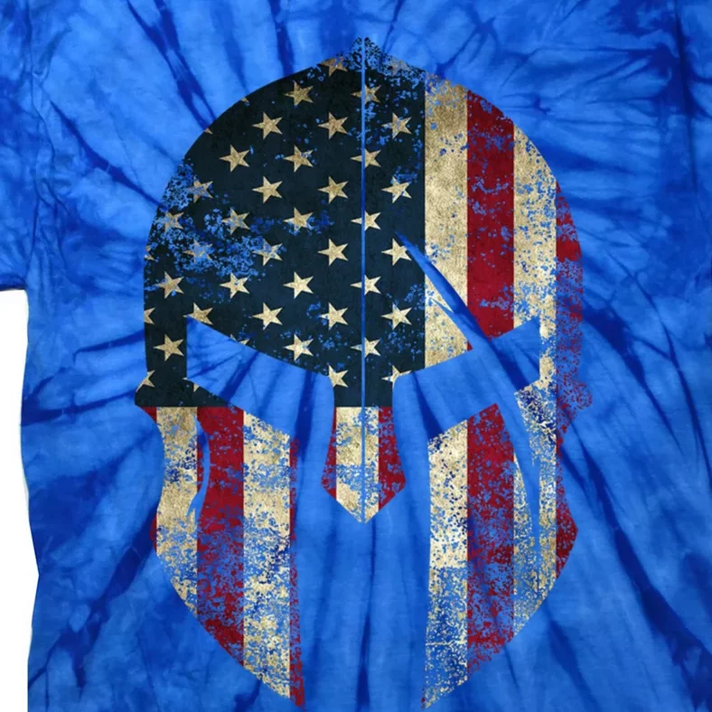 American Pride Spartan Helmet Usa Flag Gift Tie-Dye T-Shirt