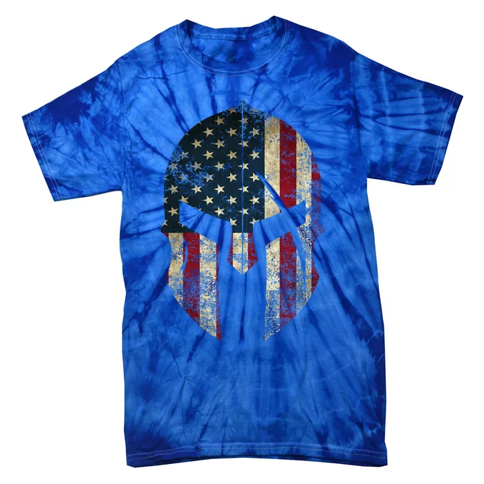 American Pride Spartan Helmet Usa Flag Gift Tie-Dye T-Shirt