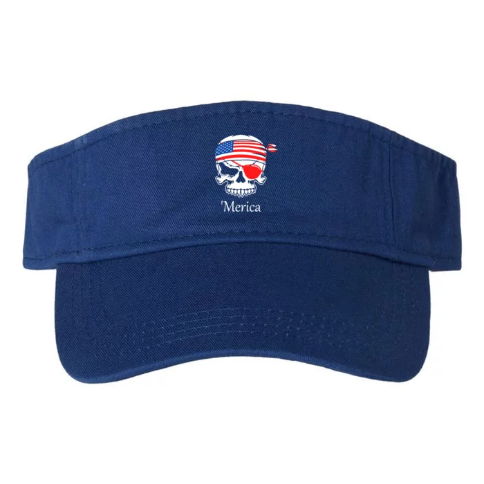 America Pirate Skull Flag July 4th Independence Day Merica Gift Valucap Bio-Washed Visor