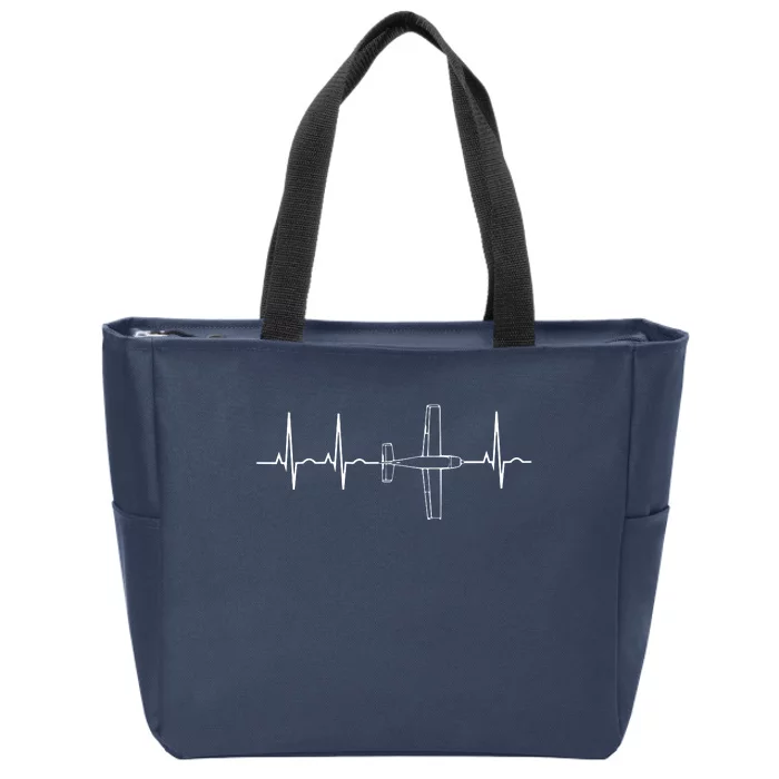 Airplane Pilot Shirts Pilot Heartbeat Flying Gift Tee Zip Tote Bag