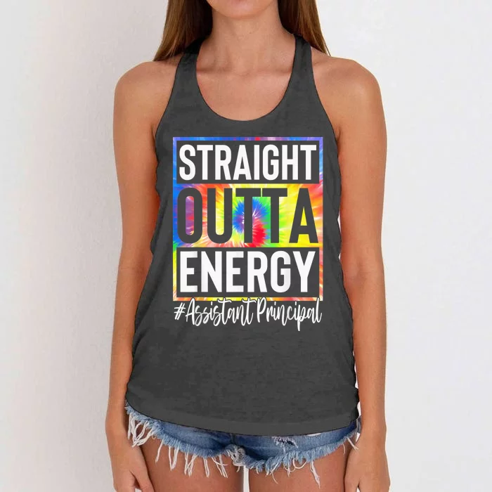 Assistant Principal Straight Outta Energy Tie Dye Women's Knotted Racerback Tank