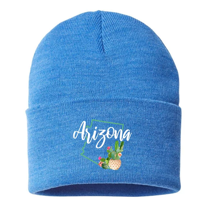 Arizona Pride State Map Cactus Vintage Arizona Cool Gift Sustainable Knit Beanie