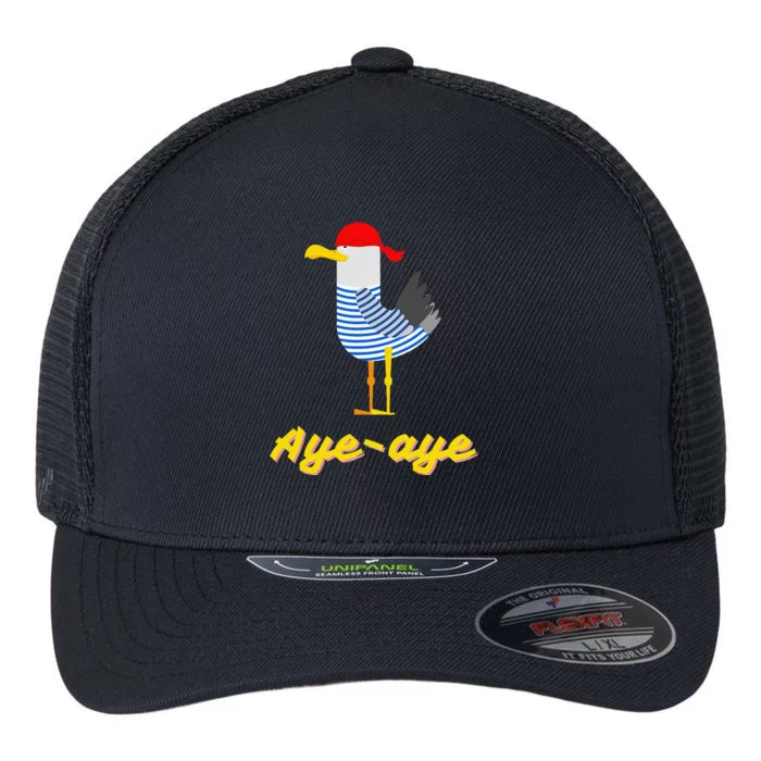 Ayeaye Pirate Seagull Bird Sailor Funny Flexfit Unipanel Trucker Cap