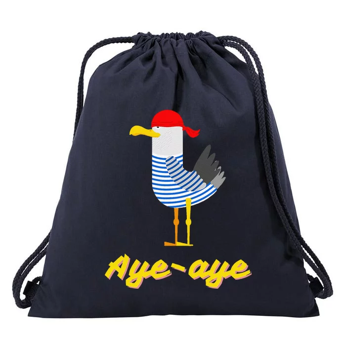 Ayeaye Pirate Seagull Bird Sailor Funny Drawstring Bag