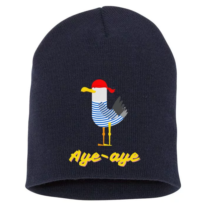 Ayeaye Pirate Seagull Bird Sailor Funny Short Acrylic Beanie