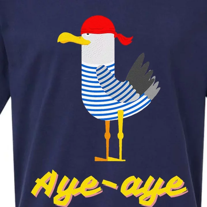 Ayeaye Pirate Seagull Bird Sailor Funny Sueded Cloud Jersey T-Shirt