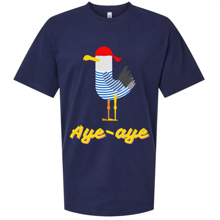 Ayeaye Pirate Seagull Bird Sailor Funny Sueded Cloud Jersey T-Shirt