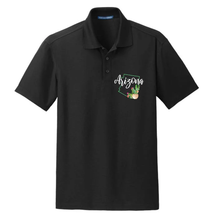 Arizona Pride State Map Cactus Vintage Arizona Dry Zone Grid Performance Polo