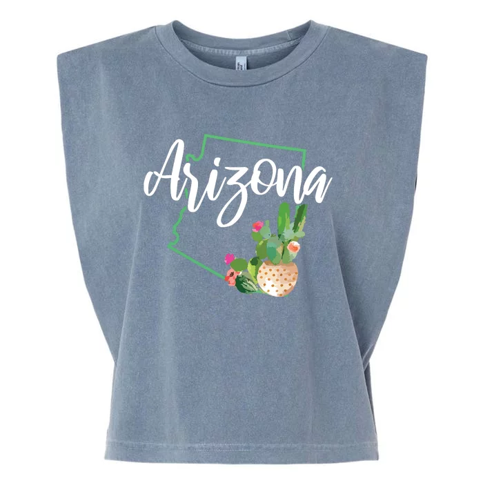 Arizona Pride State Map Cactus Vintage Arizona Garment-Dyed Women's Muscle Tee