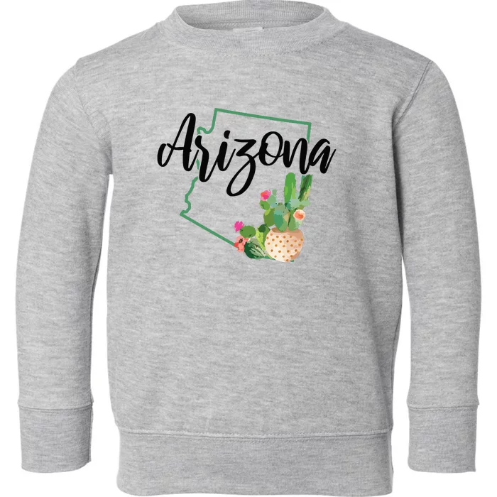 Arizona Pride State Map Cactus Vintage Arizona Toddler Sweatshirt