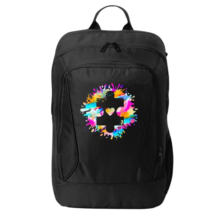 Autism Puzzle Support Autism Awareness Day Autistic ASD City Backpack