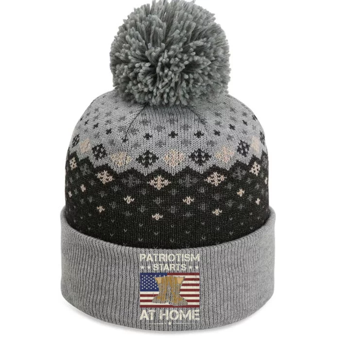 America Patriotism Starts At Home Army Veteran Gift The Baniff Cuffed Pom Beanie