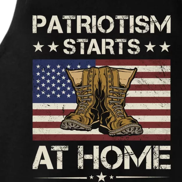 America Patriotism Starts At Home Army Veteran Gift Ladies Tri-Blend Wicking Tank