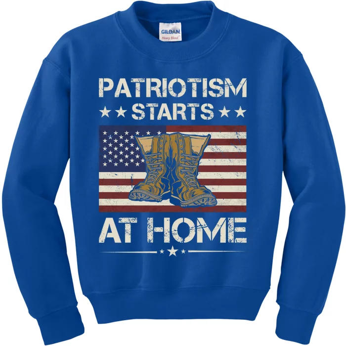 America Patriotism Starts At Home Army Veteran Gift Kids Sweatshirt