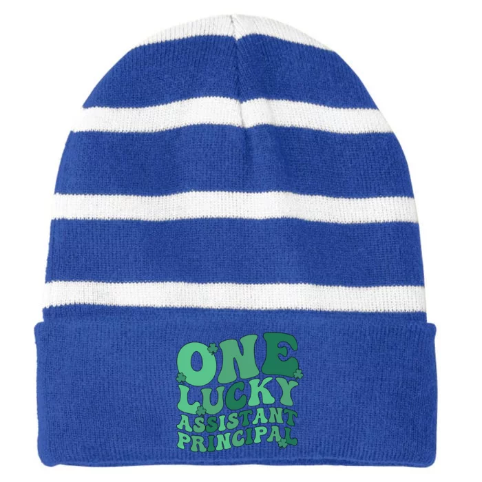 Assistant Principal St Patrick's Day Assistant Principals Funny Gift Striped Beanie with Solid Band