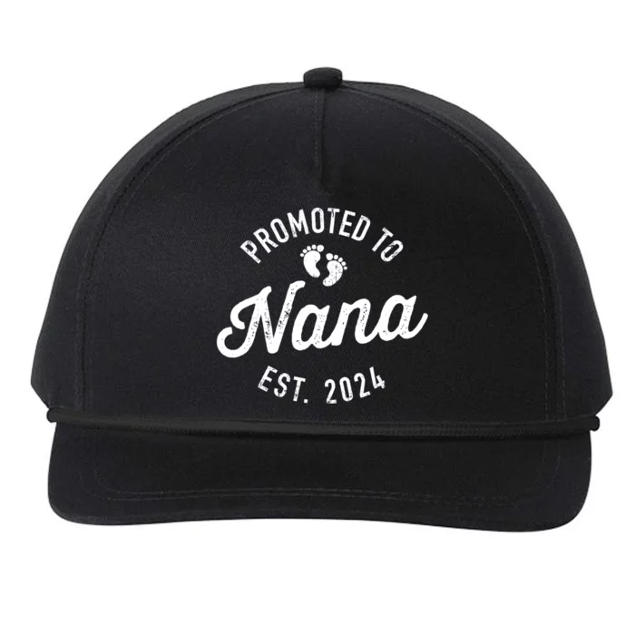 A Promoted To Nana Est. Promoted To Grandma 2024 Again Grandma Pregnancy Est 2024 Snapback Five-Panel Rope Hat