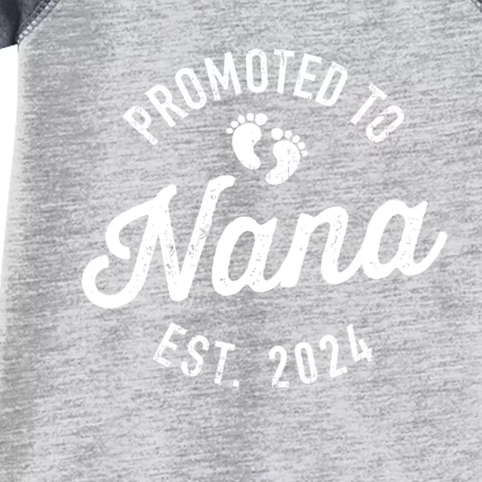 A Promoted To Nana Est. Promoted To Grandma 2024 Again Grandma Pregnancy Est 2024 Infant Baby Jersey Bodysuit