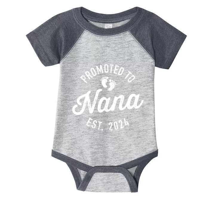 A Promoted To Nana Est. Promoted To Grandma 2024 Again Grandma Pregnancy Est 2024 Infant Baby Jersey Bodysuit