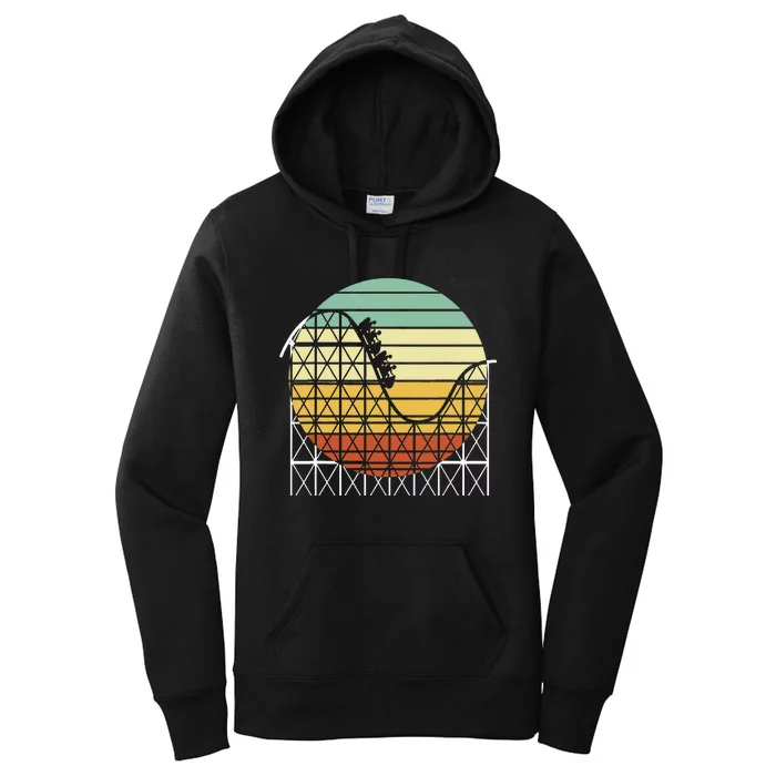 Amusement Park Theme Park Vintage Roller Coaster Women's Pullover Hoodie