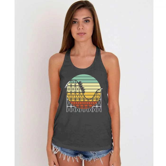 Amusement Park Theme Park Vintage Roller Coaster Women's Knotted Racerback Tank