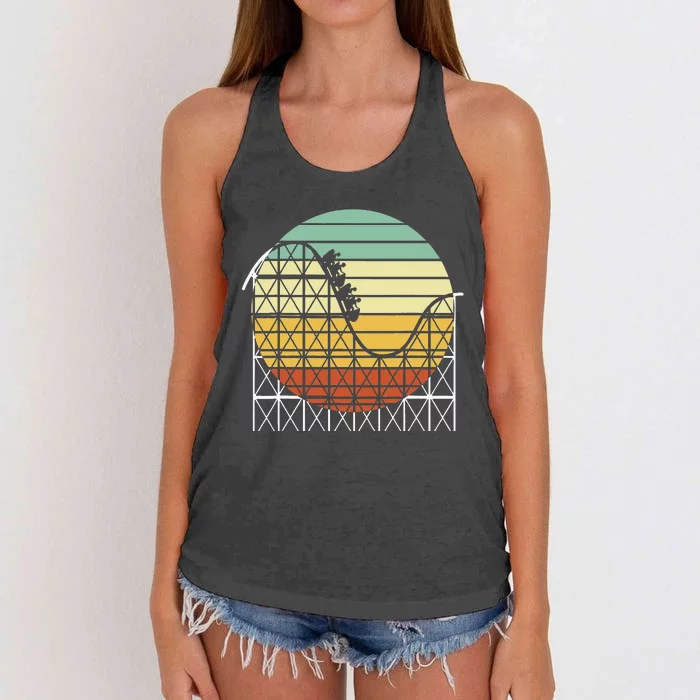 Amusement Park Theme Park Vintage Roller Coaster Women's Knotted Racerback Tank