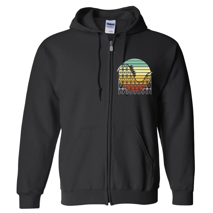 Amusement Park Theme Park Vintage Roller Coaster Full Zip Hoodie