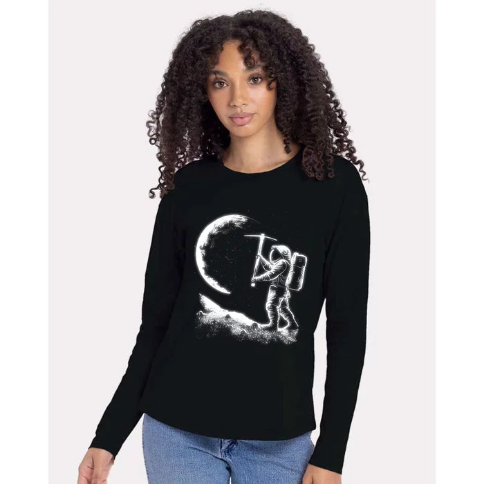 Astronaut Picking The Moon Womens Cotton Relaxed Long Sleeve T-Shirt