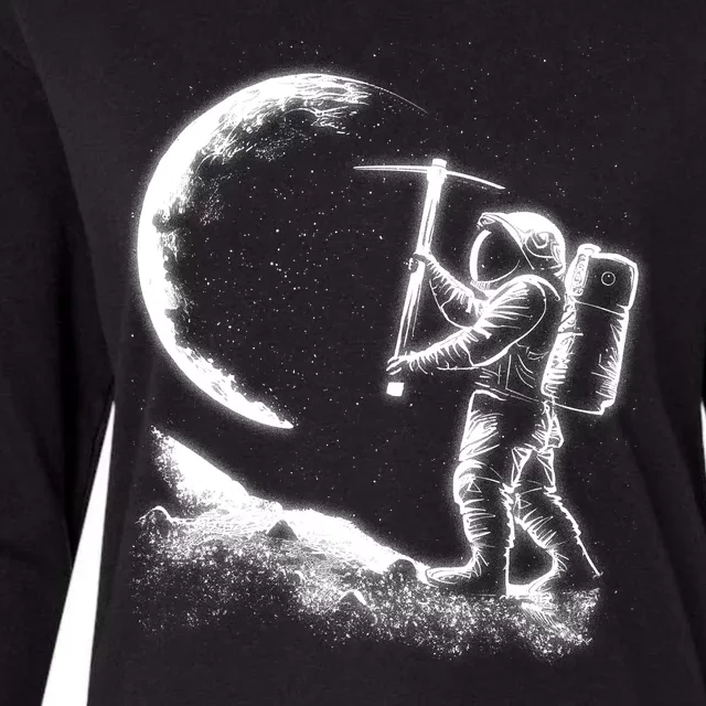 Astronaut Picking The Moon Womens Cotton Relaxed Long Sleeve T-Shirt