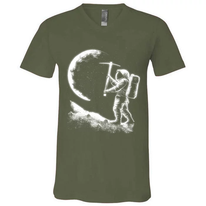 Astronaut Picking The Moon V-Neck T-Shirt