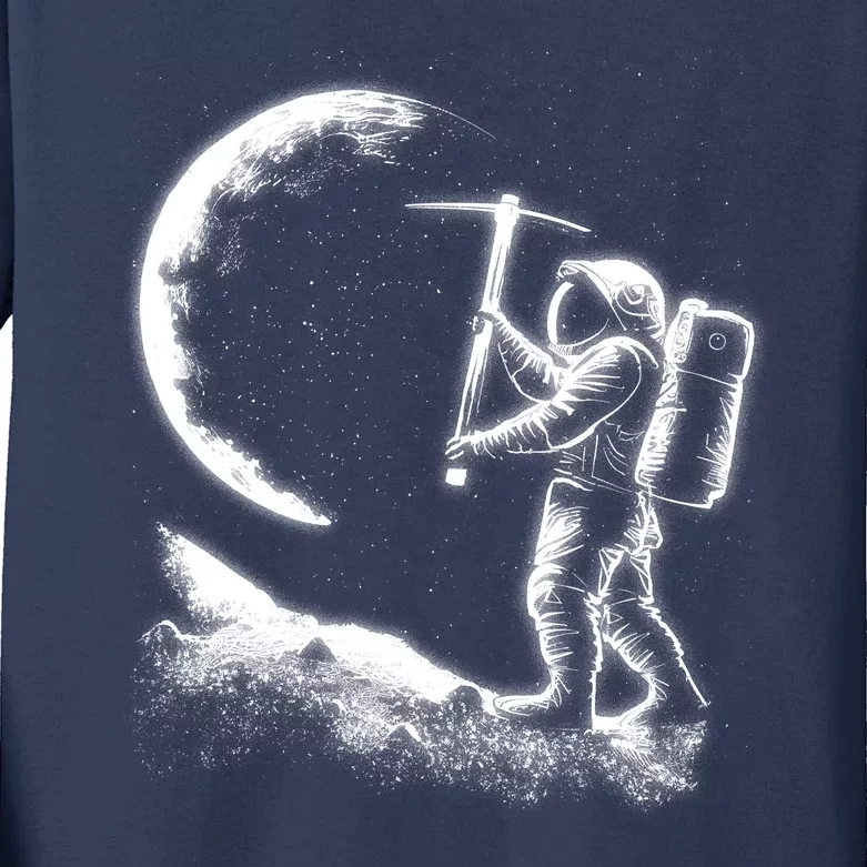 Astronaut Picking The Moon Kids Long Sleeve Shirt