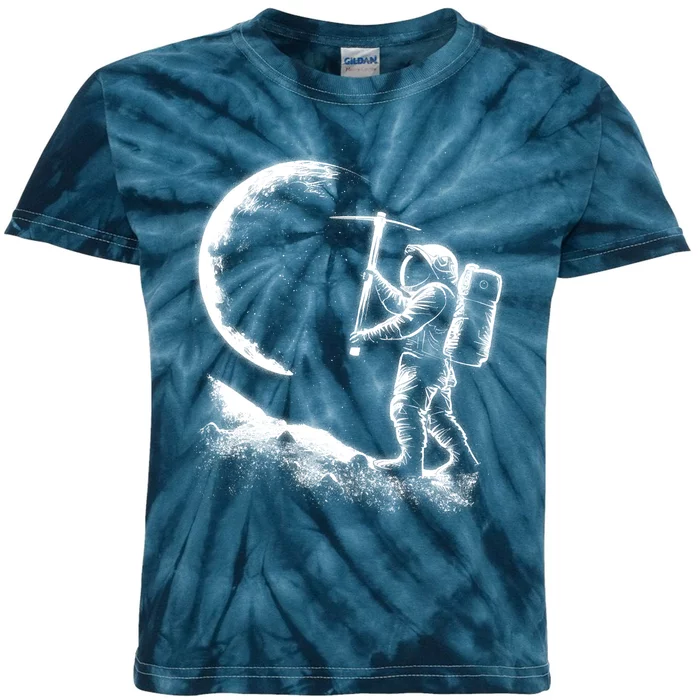 Astronaut Picking The Moon Kids Tie-Dye T-Shirt