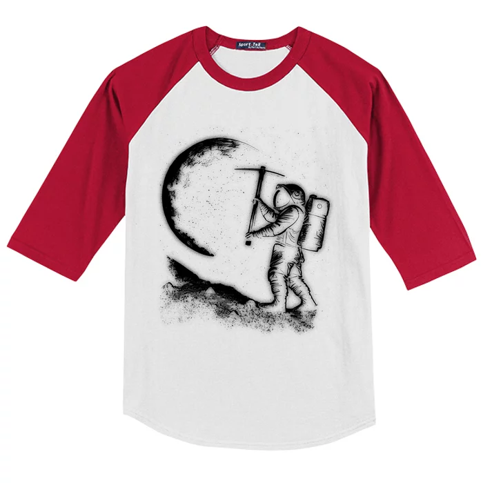 Astronaut Picking The Moon Kids Colorblock Raglan Jersey