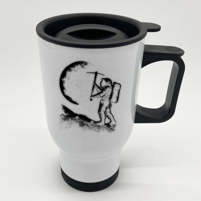 Astronaut Picking The Moon Front & Back Stainless Steel Travel Mug